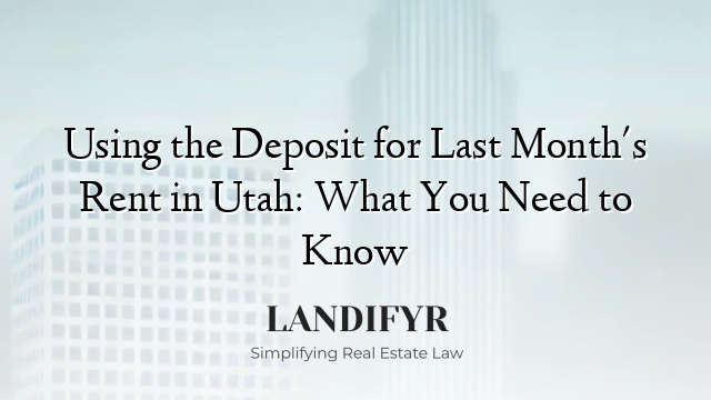 Using the Deposit for Last Month's Rent in Utah: What You Need to Know